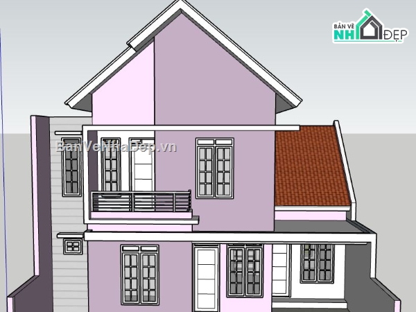 sketchup nhà 2 tầng,model su nhà 2 tầng,file su nhà 2 tầng