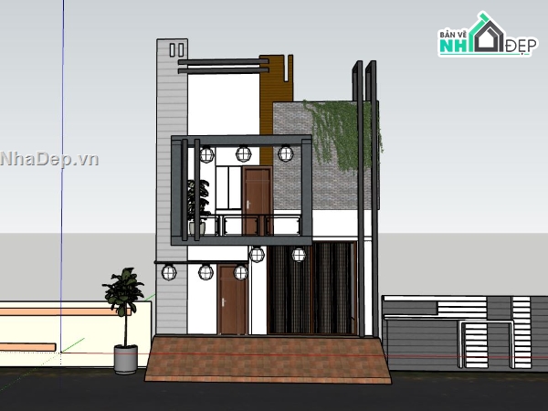 mẫu nhà 2 tầng,model su nhà 2 tầng,file sketchup nhà 2 tầng