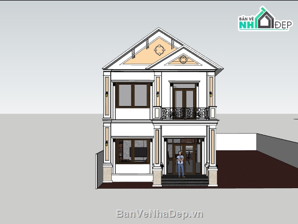 su nhà 2 tầng,nhà 2 tầng,sketchup nhà 2 tầng