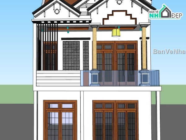 su nhà 2 tầng,model su nhà 2 tầng,sketchup nhà 2 tầng