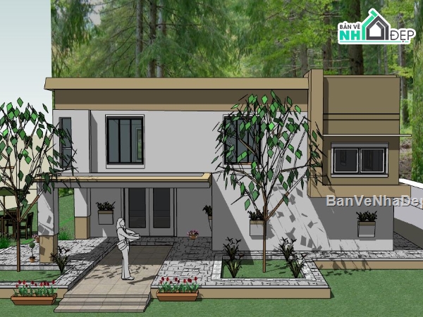 mẫu nhà 2 tầng đẹp,mẫu nhà 2 tầng,mẫu nhà 2 tầng sketchup