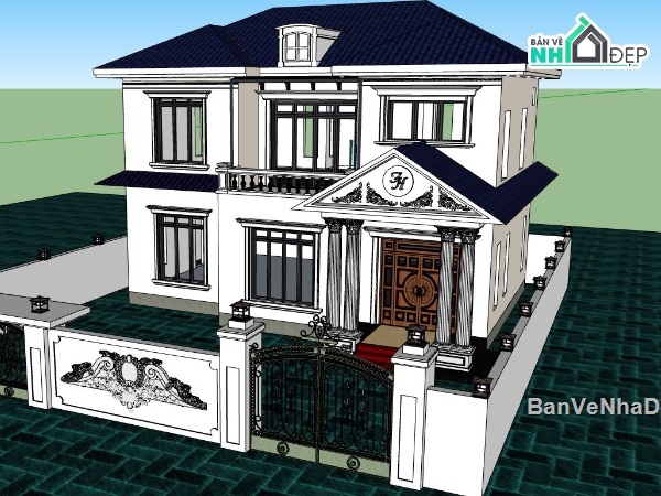 mẫu nhà 2 tầng,model su nhà 2 tầng,file sketchup nhà 2 tầng