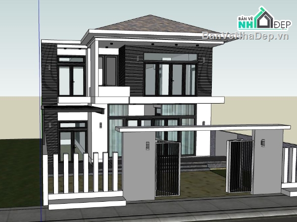 su nhà 2 tầng,model su nhà 2 tầng,sketchup nhà 2 tầng