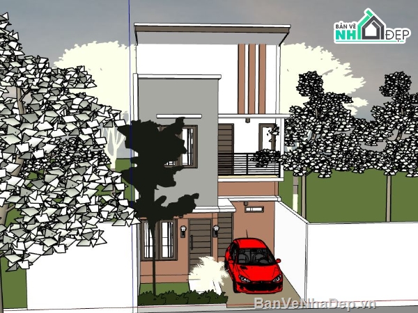 su nhà 3 tầng,model su nhà 3 tầng,sketchup nhà 3 tầng