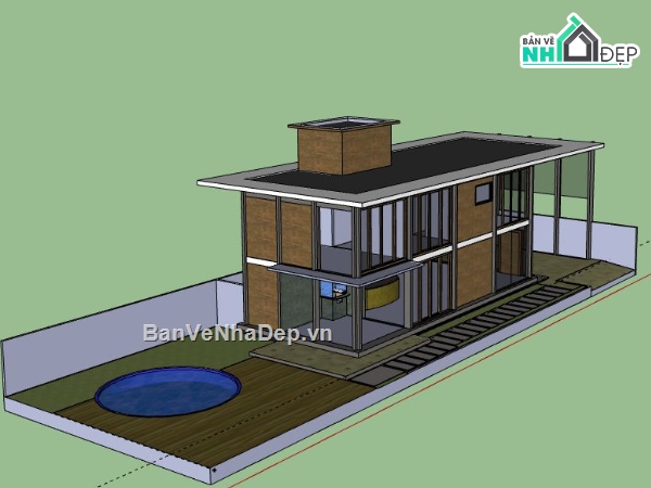 Biệt thự 2 tầng,model su biệt thự 2 tầng,biệt thự 2 tầng file su,sketchup biệt thự 2 tầng,biệt thự 2 tầng model sketchup