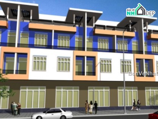 nhà 4 tầng,file cad nhà 4 tầng,nhà phố 4 tầng