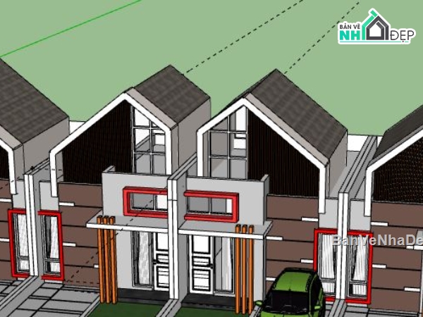 Nhà phố 2 tầng,model su nhà phố 2 tầng,file su nhà phố 2 tầng,sketchup nhà phố 2 tầng,nhà phố 2 tầng file su