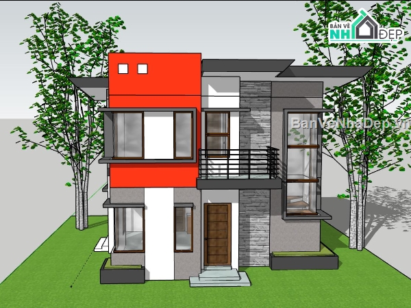 Nhà phố 2 tầng,file su nhà phố 2 tầng,nhà phố 2 tầng file sketchup,nhà phố 2 tầng sketchup,sketchup mẫu nhà phố 2 tầng