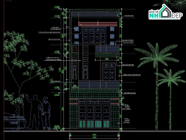 bản vẽ kiến trúc nhà 3 tầng 5x15m,nhà phố 3 tầng 5x15m,thiết kế nhà 3 tầng mặt tiền 5m,bản vẽ nhà ống 3 tầng,hồ sơ kiến trúc nhà phố