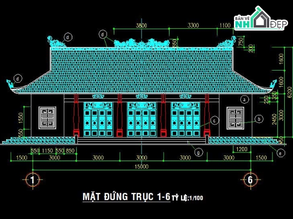 Bản vẽ nhà thờ họ 5 gian,Mẫu nhà thờ họ 5 gian,Thiết kế nhà thờ họ 5 gian,nhà thờ họ 5 gian