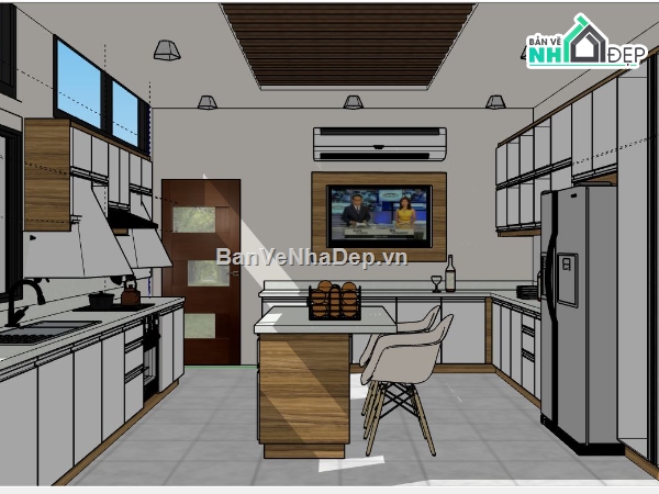 nội thất phòng bếp,model su phòng bếp,sketchup phòng bếp,3d phòng bếp