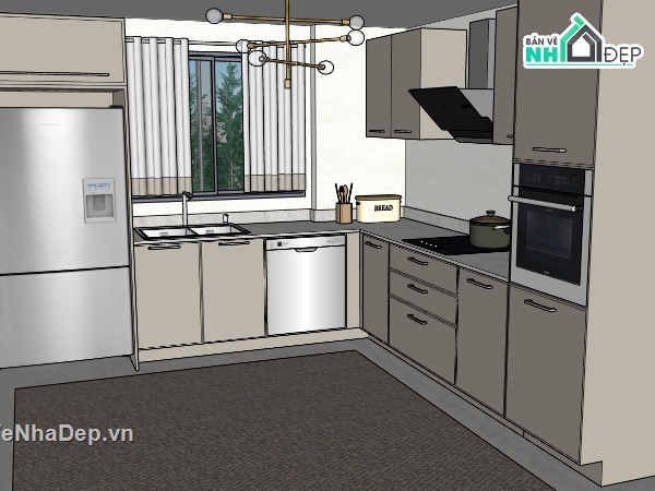 phòng bếp sketchup,su phòng bếp,sketchup phòng bếp