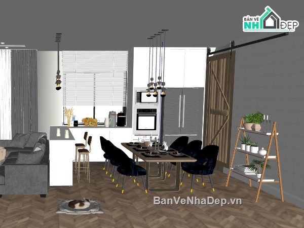 sketchup phòng khách hiện đại,phòng khách dựng sketchup,phòng khách file sketchup,su phòng khách