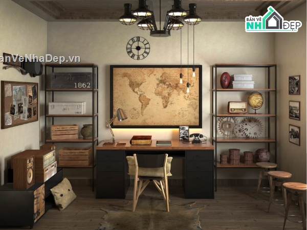 phòng làm việc,phòng làm việc sketchup,mẫu phòng đẹp,mẫu sketchup phòng làm việc
