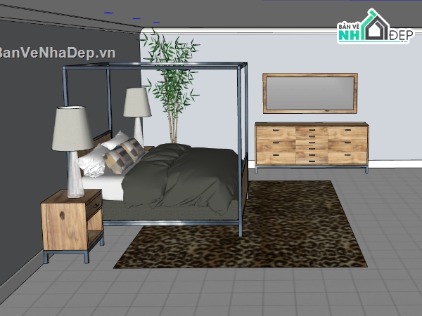phòng ngủ sketchup,phòng ngủ model sketchup,model phòng ngủ sketchup,file sketchup phòng ngủ