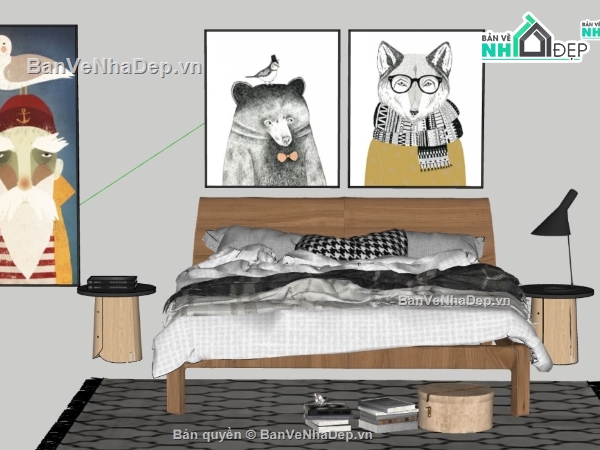 thiết kế giường ngủ,phòng ngủ thiết kế sketchup,thiết kế giường ngủ đẹp,file su giường ngủ