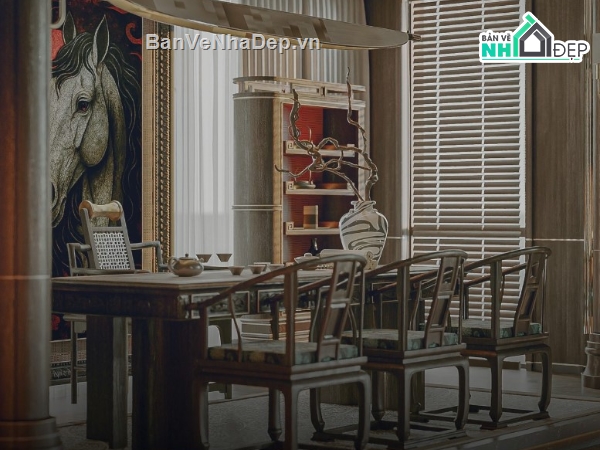 mẫu phòng thờ,mẫu phòng thờ đẹp,file 3d phòng thờ 2020