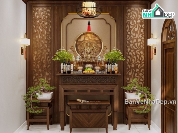 phòng thờ dựng file su,mẫu phòng thờ đẹp,mẫu phòng thờ
