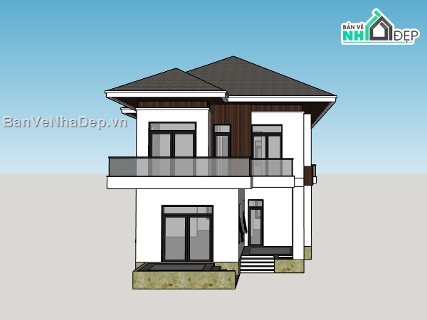 nhà 2 tầng,su nhà 2 tầng,sketchup nhà 2 tầng