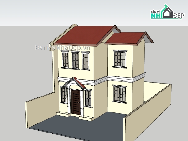 su nhà 2 tầng,sketchup nhà 2 tầng,nhà 2 tầng