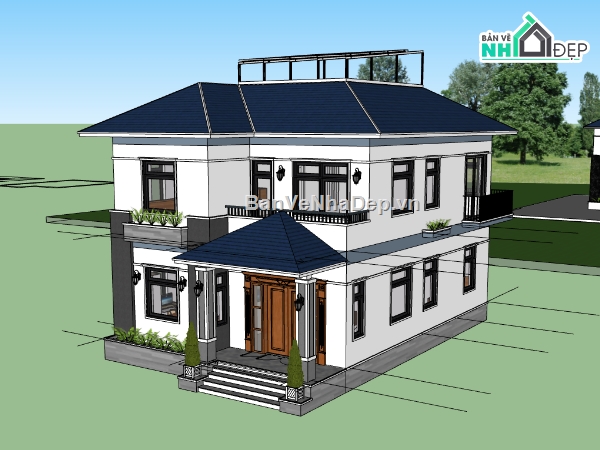 su nhà mái nhật,sketchup nhà mái nhật,nhà mái nhật