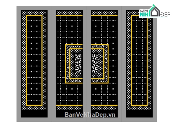 cổng 4 cánh hiện đại,mẫu cổng 4 cánh,file cnc cổng 4 cánh