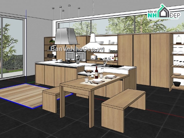sketchup phòng bếp,model su phòng bếp,su phòng bếp