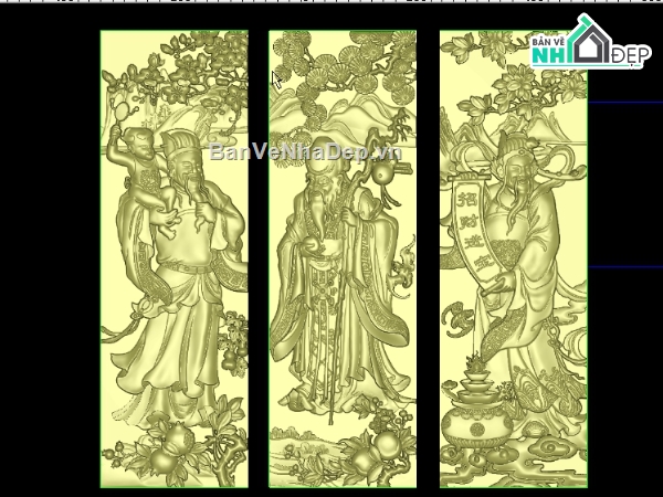 3 ông phúc lộc thọ,cnc tranh phúc lộc thọ,Jdpaint tranh phúc lộc thọ