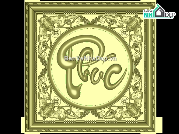 mẫu cnc chữ phúc,cnc tranh chữ phúc,mẫu chữ phúc