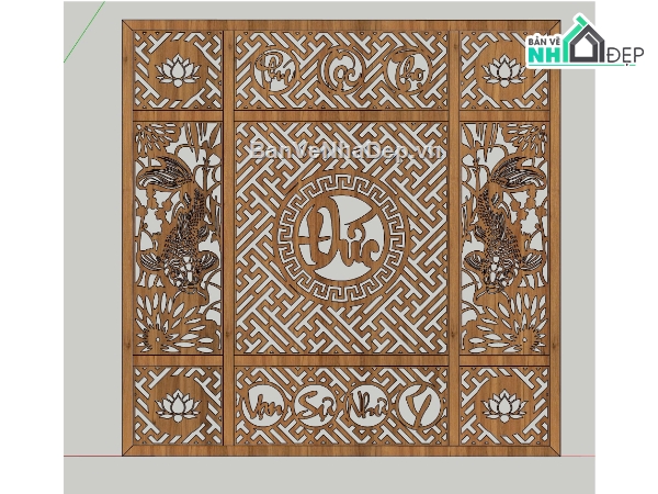 cá chép,file sketchup,vạn sự như ý,vách cnc,cá chép cnc