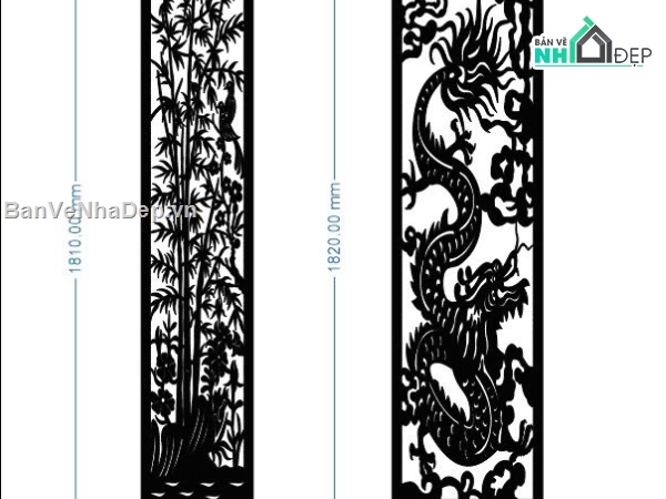 file dxf vách rồng,vách rồng vách trúc,file dxf vách rồng vách trúc