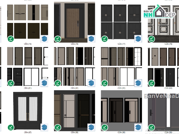 cửa đi,model cửa sketchup,thư viện cửa gỗ từ cổ điển đến hiện đại,thư viện cửa gỗ đầy đủ