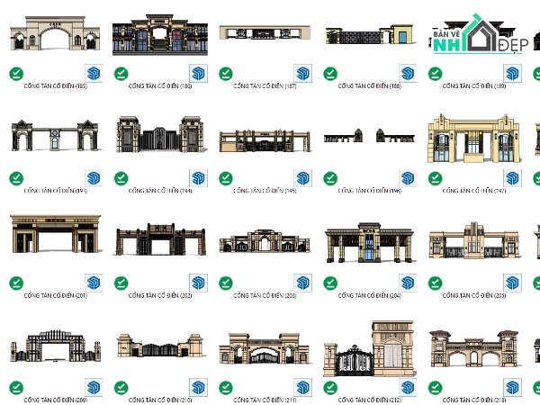 cổng sketchup,mẫu cổng sketchup,Thư viện sketchup,cổng tân cổ,tân cổ điển sketchup