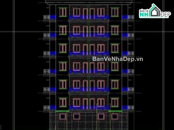 chung cư 7 tầng 1 tum,file cad chung cư,chung cư file cad,cad chung cư