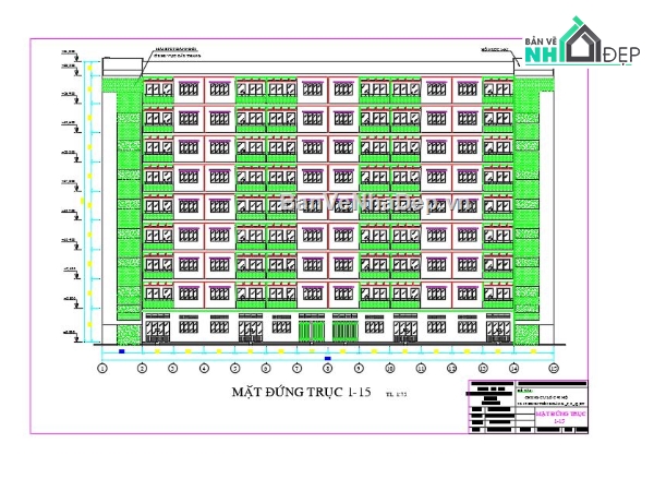 chung cư 9 tầng,cad chung cư 9 tầng,file cad chung cư 9 tầng