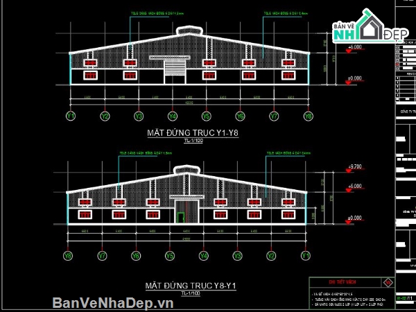 bản vẽ nhà xưởng,bản vẽ cad nhà xưởng,mẫu nhà xưởng autocad,nhà xưởng autocad,autocad nhà xưởng,xưởng 45x100m và 31x93m