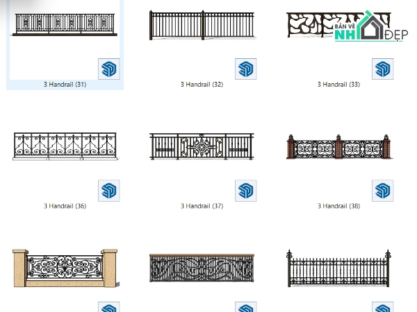 lan can sắt,Bản vẽ sketchup lan can,File model su lan can,Mẫu su lan can