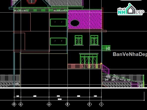 mẫu nhà 8 x14.5m,nhà mái thái,nhà 4 tầng,bản vẽ nhà 4 tầng