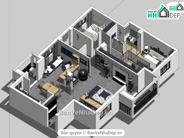 sketchup nội thất,File sketchup nội thất,thiết kế nội thất su,su nội thất