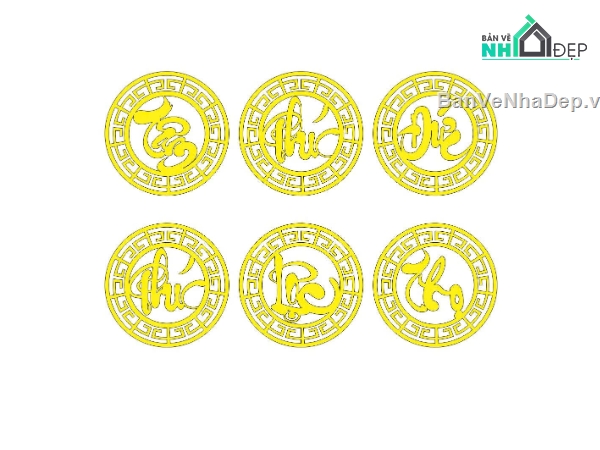 dxf phúc lộc thọ,tâm đức phúc thọ,triện tâm phúc đức