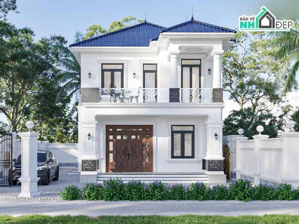 Bản Vẽ Mẫu,Bản vẽ Biệt thự  2 tầng,Bản vẽ  Biệt thự 2 tầng,2 tầng