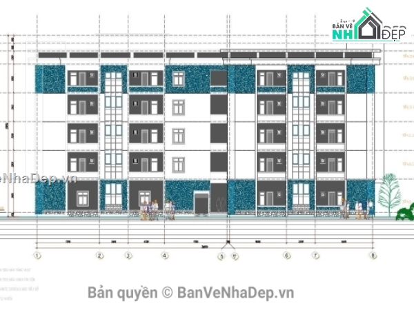 bản vẽ chung cư,kiến trúc 5 tầng,bản vẽ chung cư 5 tầng,mẫu chung cư 5 tầng