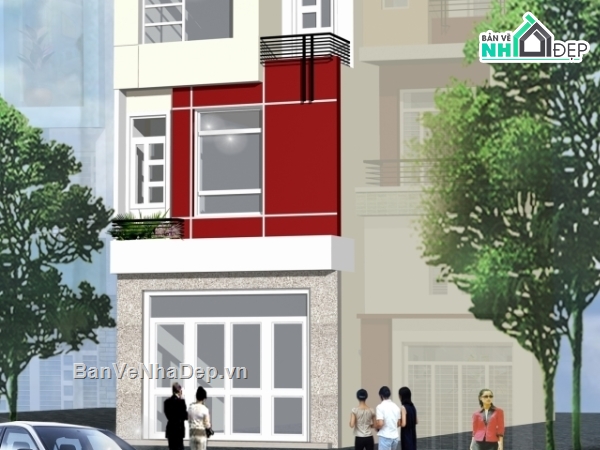 nhà phố 4 tầng 4x15m,bản vẽ nhà phố 4 tầng 4x15m,bản vẽ cad nhà phố mặt tiền 4m,bản vẽ auto cad nhà phố 4 tầng 4x15m