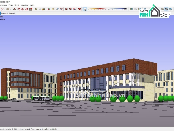Trụ sở làm việc 4 tầng,file su trụ sở làm việc,trụ sở làm việc file su,sketchup trụ sở làm việc,file sketchup trụ sở làm việc