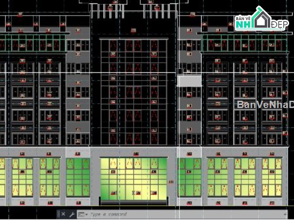 trụ sở làm việc 7 tầng,trụ sở làm việc,file cad trụ sở làm việc