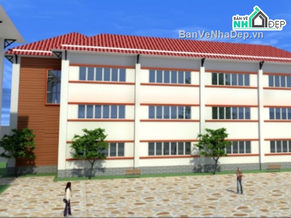 trường THPT,file cad trường THPT,cad trường học