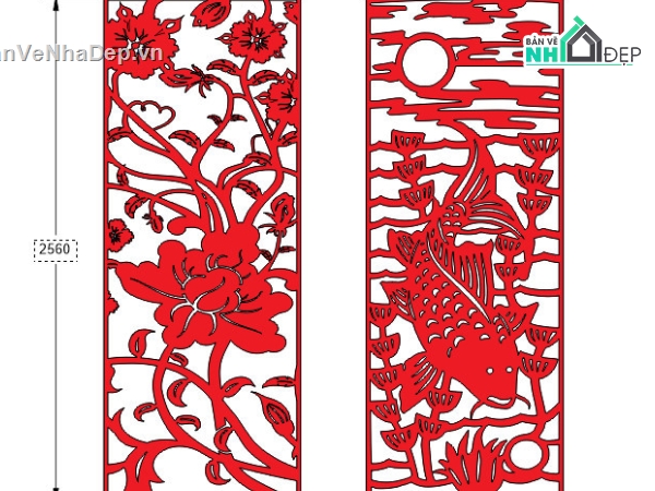 file cnc vách ngăn hoa văn,vách cá chép,mẫu cnc vách ngăn