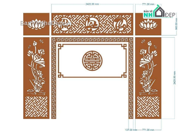 phúc lộc thọ sen,phúc lộc thọ,Vách ngăn hoa sen phúc lộc thọ