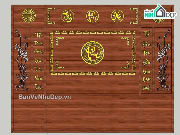 hoa sen sketchup,thư pháp,file sketchup,Vách sen