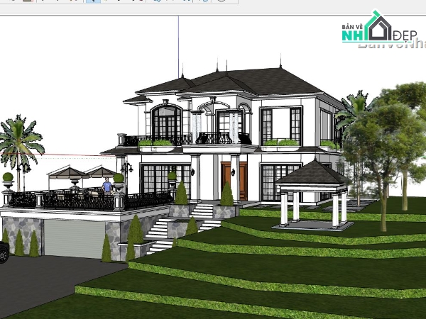 file 3d sketchup,file sketchup biệt thự liền kề,model su biệt thự,biệt thự hiện đại